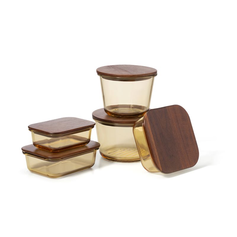 IKOO Wholesale High Borosilicate Glass Food Container with Acacia Wood Lid