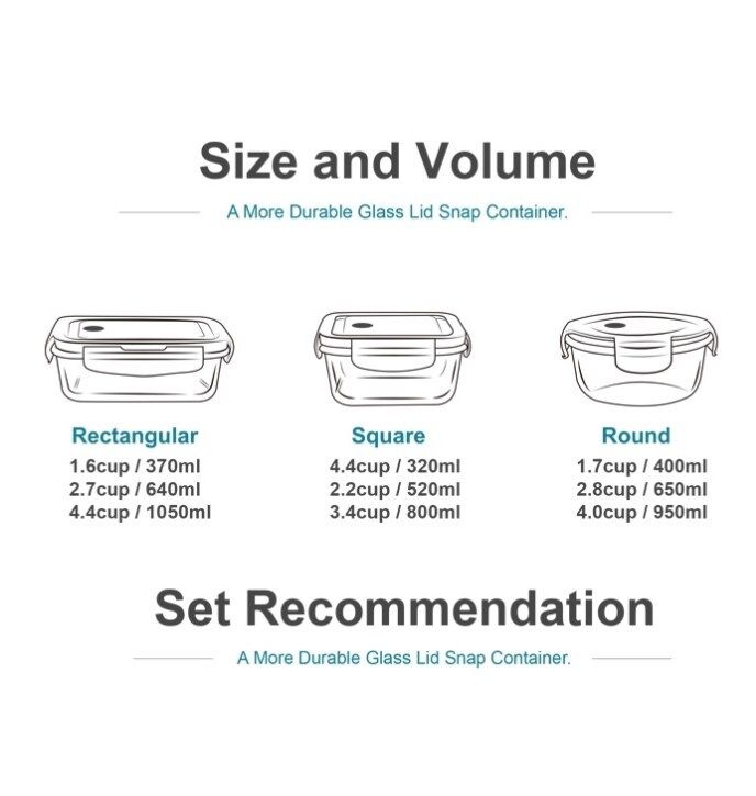 High Borosilicate Glass Food Storage Container with Fresh Keeping Thermal Shock Resistant