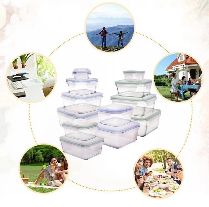 High Borosilicate Glass Food Storage Container with Snap Airtight Lid for Microwave and Oven