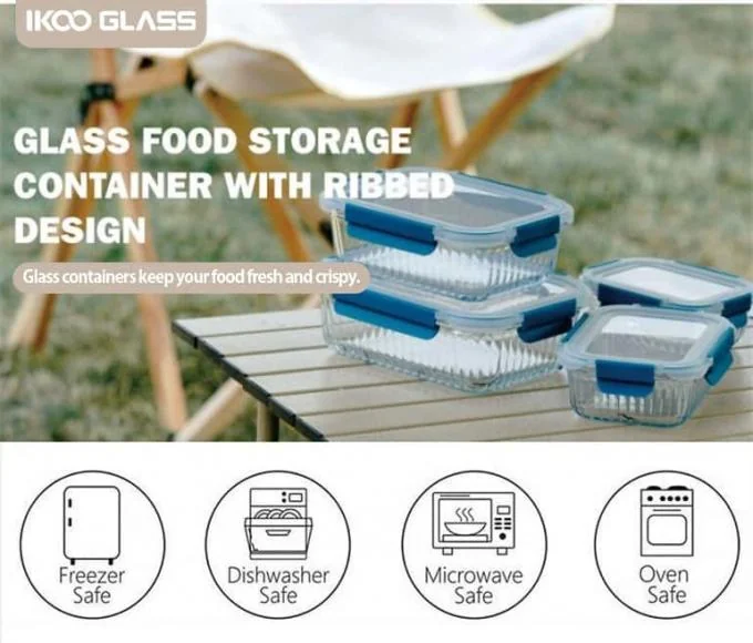 High Borosilicate Glass Meal Prep Container with Airtight Locking Lids and Stackable Design 0