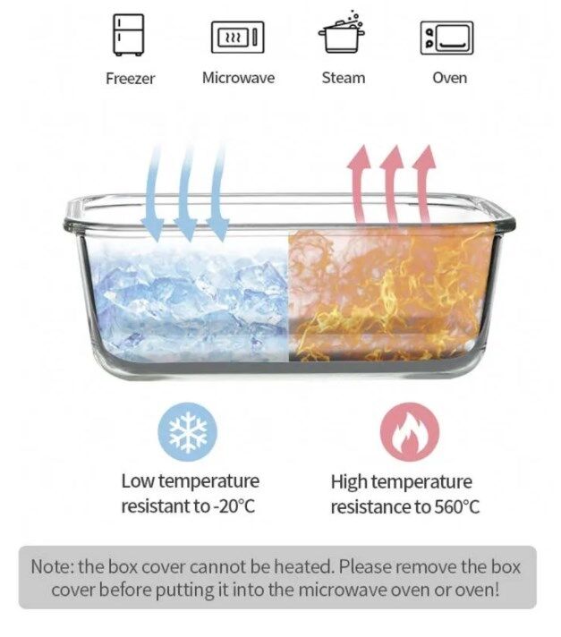 IKOO ODM 3 Compartment Glass Bento Box with Utensils