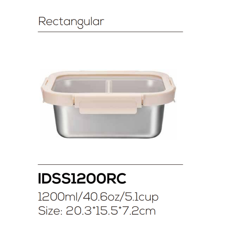 IKOO OEM 316 stainless steel food container with Divider and Glass Lid