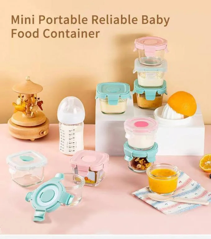IKOO 120ml 130ml 160ml Mini Glass Food Container and Baby Food Storage Container with High Borosilicate Glass and Silicone Lids 0