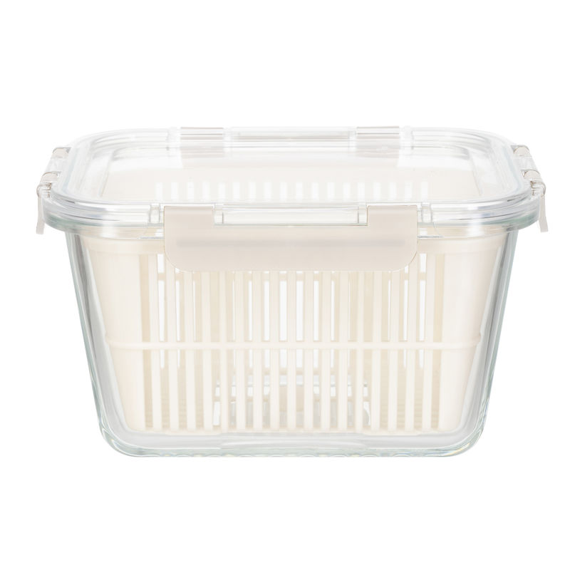 IKOO Large Rectangular Glass Food Container with Sliding Vent Lid