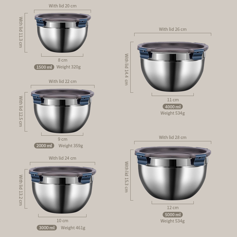 IKOO 304 Stainless Steel Salad Bowl with Leakproof Cool Lock Lid