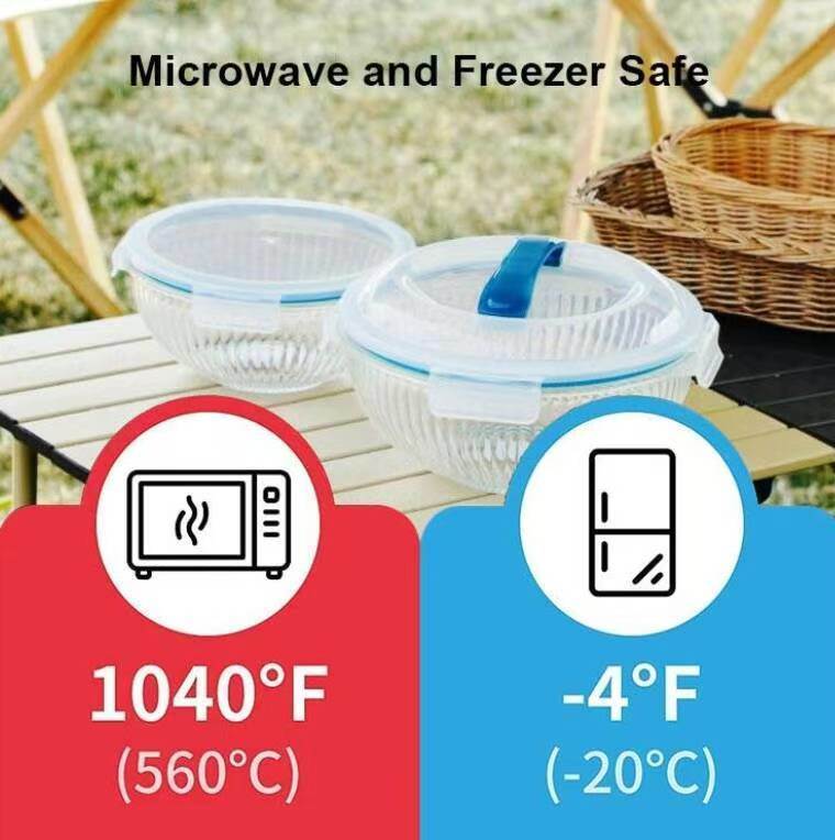 IKOO 3500ml Striped High Borosilicate Glass Mixing Bowl with PP Lid