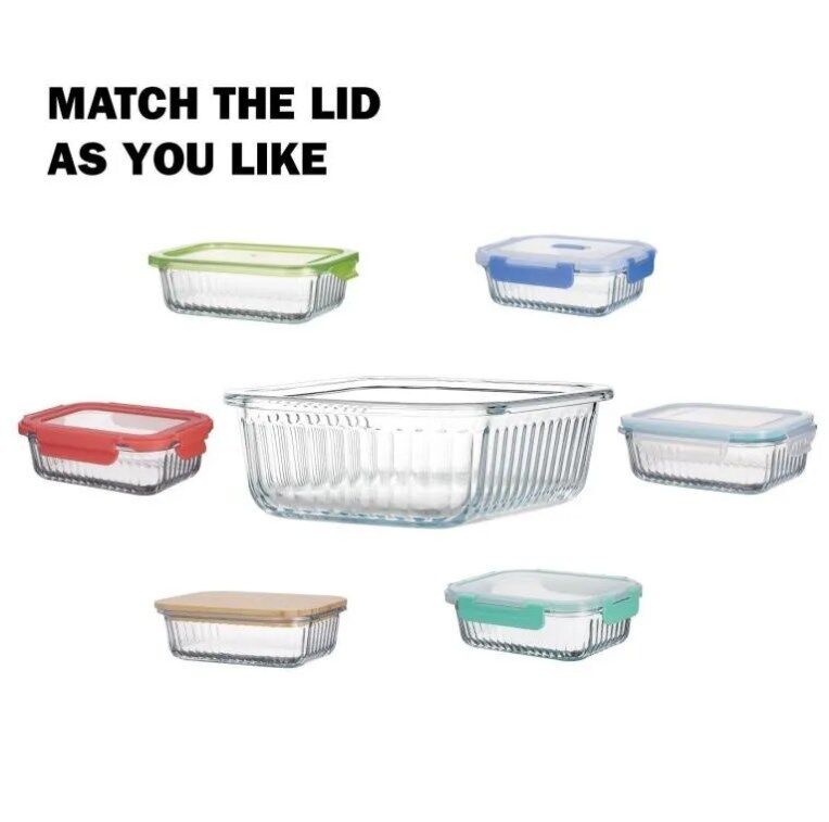 IKOO 4 Lock Glass Food Container -40°C to 560°C Heat Resistant