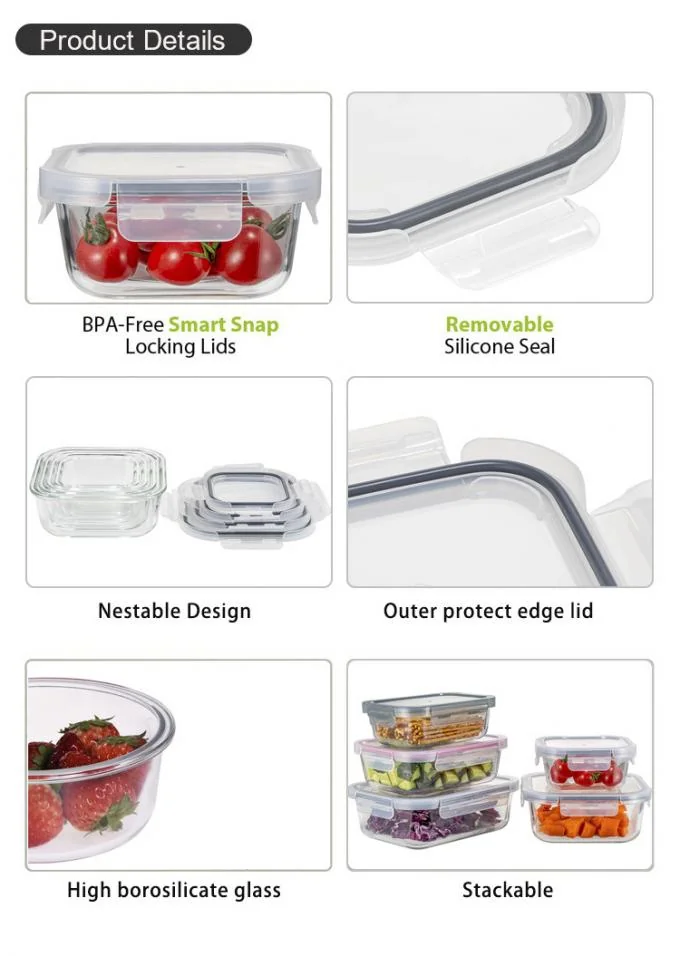IKOO 4-Lock Oven Safe and Microwave Safe Glass Food Storage Container with High Borosilicate Glass 1