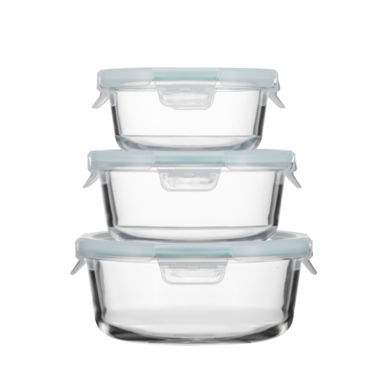 IKOO 4-Lock Oven and Microwave Safe Glass Food Storage Container