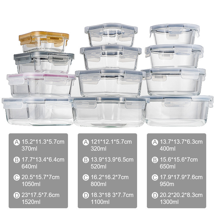 IKOO 4-Lock Oven and Microwave Safe Glass Food Storage Container