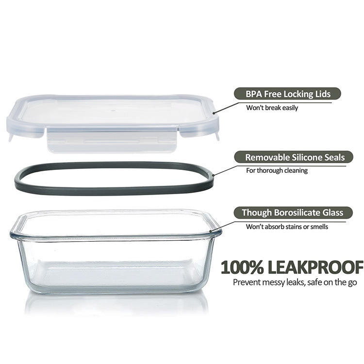 IKOO 4-Lock Oven and Microwave Safe Glass Food Storage Container