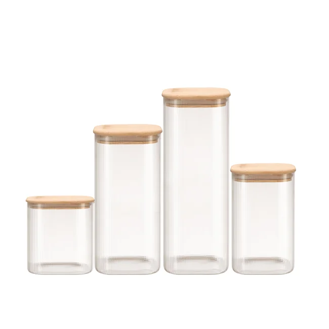 IKOO 500ml-2200ml High Borosilicate Glass Canister with Bamboo Lid 1
