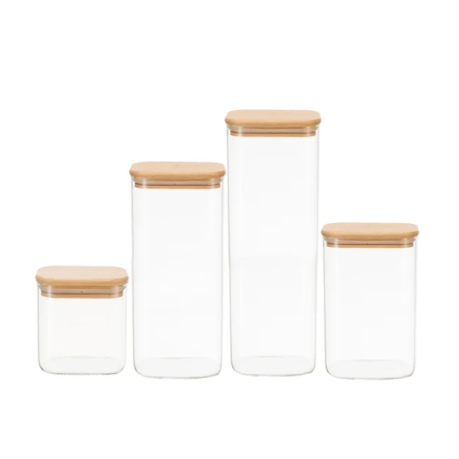 IKOO 500ml-2200ml High Borosilicate Glass Canister with Bamboo Lid 3
