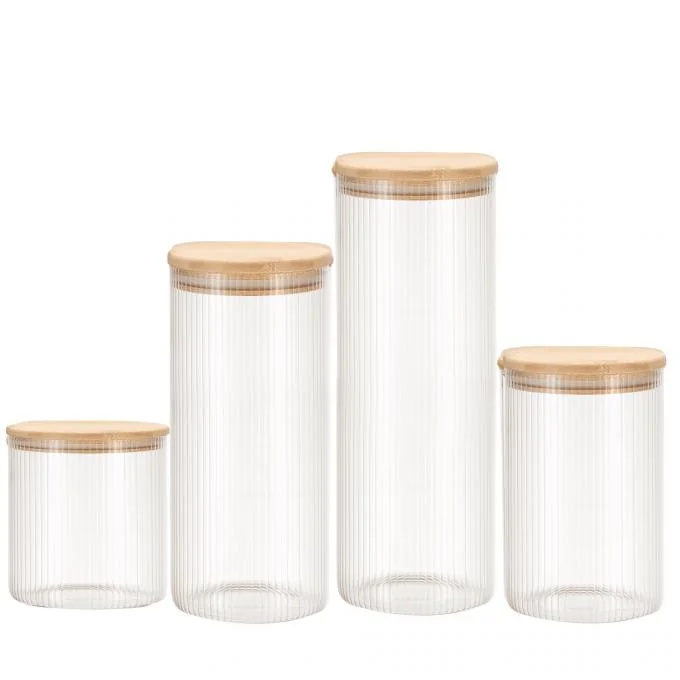 IKOO 500ml-2200ml High Borosilicate Glass Canister with Bamboo Lid 2