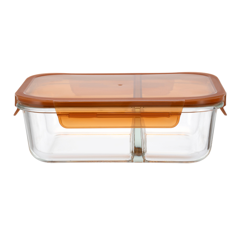 IKOO 570ml 980ml 1360ml Divided Glass Food Container with Cool Lock Lid