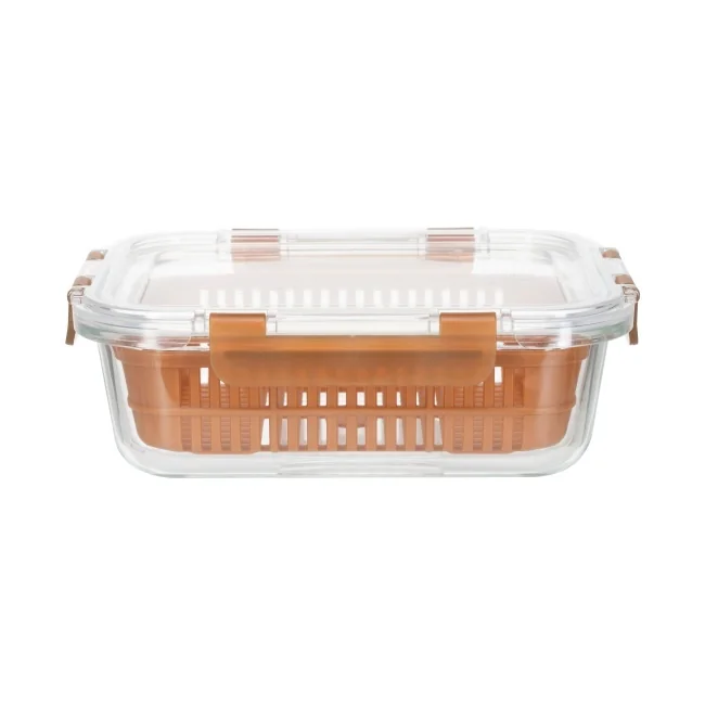 IKOO 640ml BPA-Free Glass Food Container with Cool Lock Silicone Lid 0