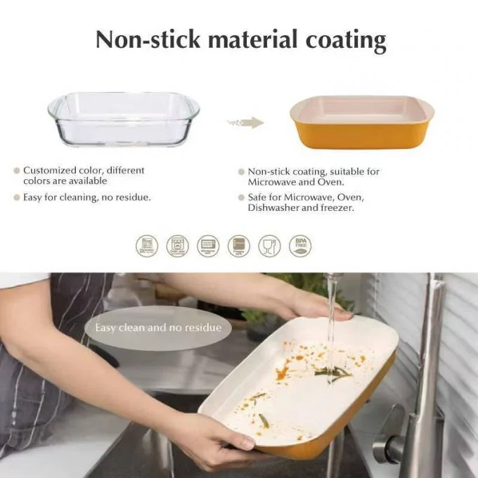 IKOO 700ml Non Stick Coating Glass Baking Dish Oven Safe 1
