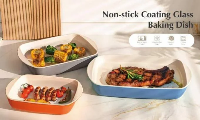 IKOO 700ml Non Stick Coating Glass Baking Dish Oven Safe 0