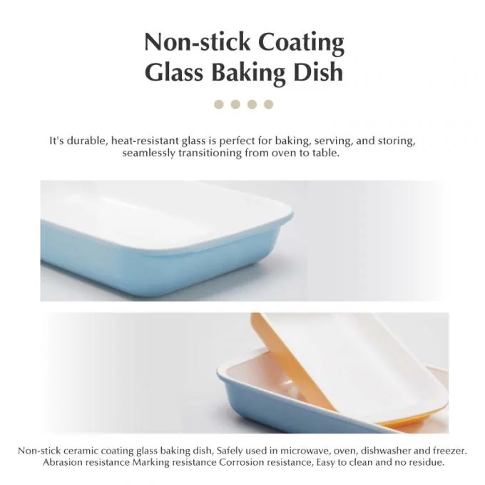 IKOO 700ml Non Stick Coating Glass Baking Dish Oven Safe 2