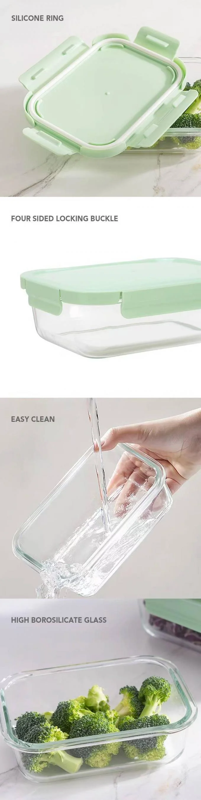 IKOO Airtight BPA-Free Glass Food Storage Containers with 4-Sided Snap-Lock Lids for Fresh-Keeping Meal Prep 1