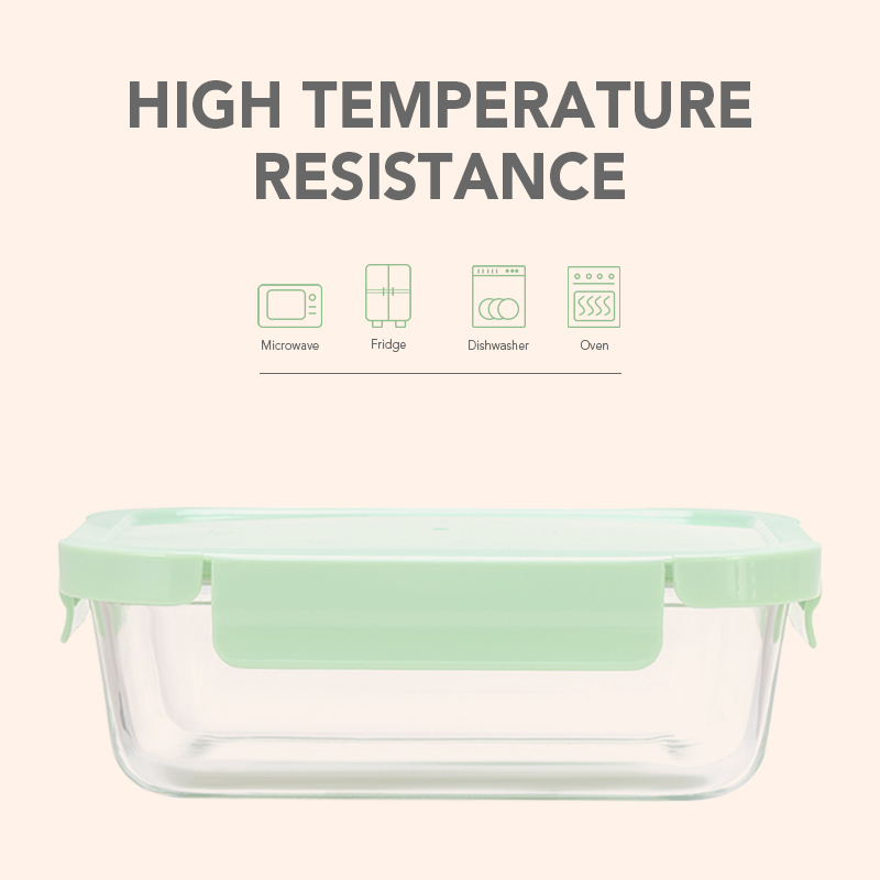 IKOO Borosilicate Glass Lunch Box with Colorful Lid for Home Kitchen