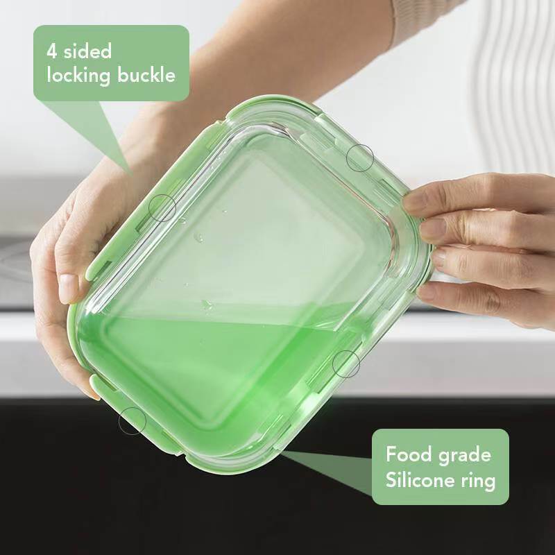 IKOO Borosilicate Glass Lunch Box with Colorful Lid for Home Kitchen