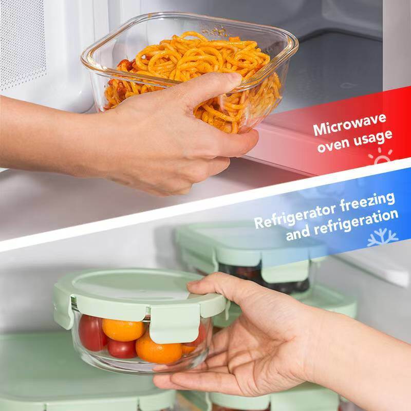 IKOO Borosilicate Glass Lunch Box with Colorful Lid for Home Kitchen