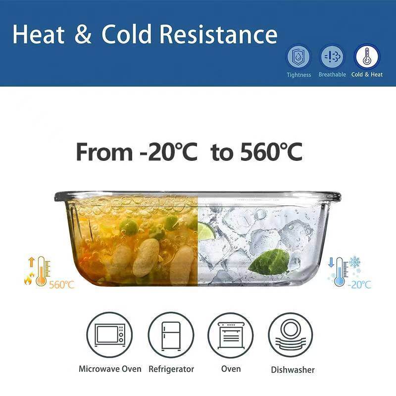 IKOO Airtight & Leakproof Borosilicate Glass Food Storage Container with Vent Lid
