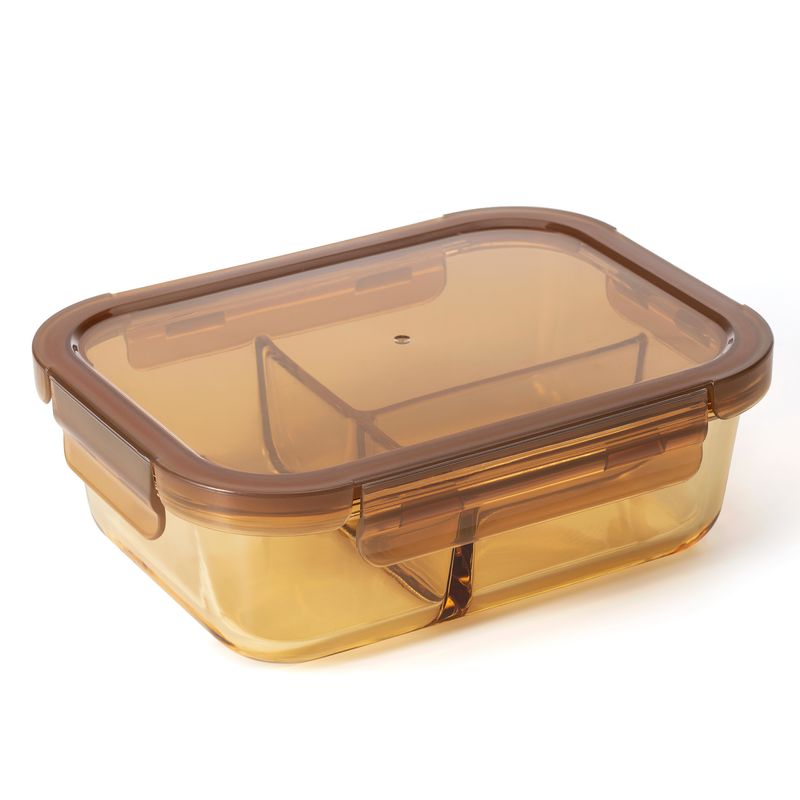 IKOO Amber Color Glass Lunch Box with Compartments Exporters 