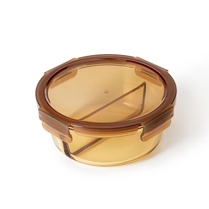 IKOO Amber Color Glass Lunch Box with Compartments Exporters 