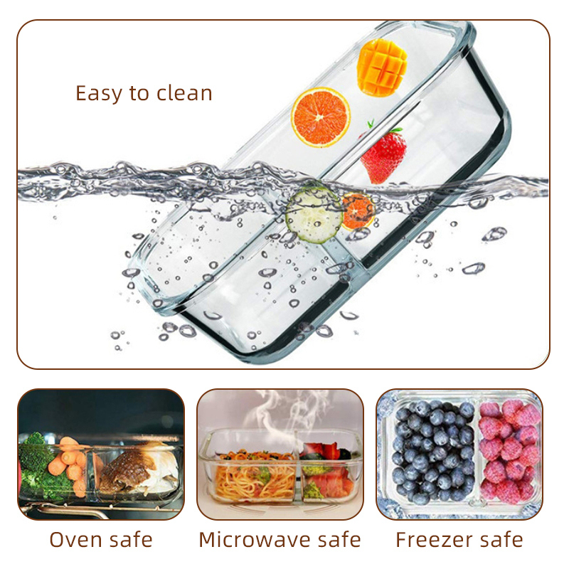 IKOO Amber Color Glass Lunch Box with Compartments Exporters 