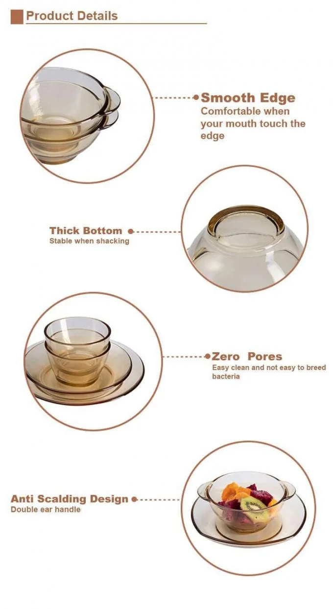 IKOO Amber Color High Borosilicate Glass Casserole with 1400ml-3000ml Capacity and -40℃ to 560℃ Temperature Range 1