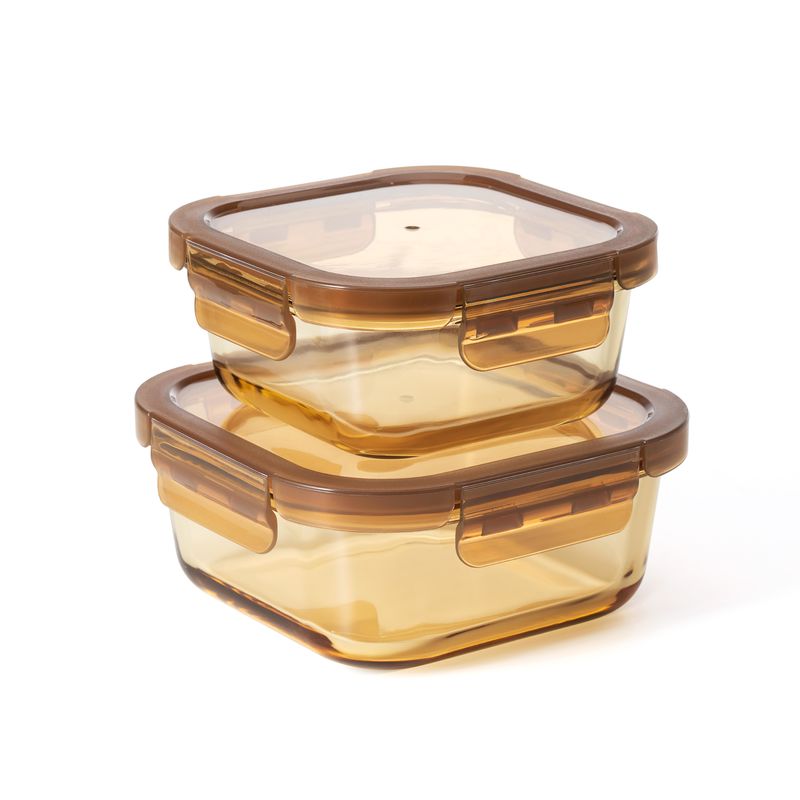 IKOO Amber Glass Meal Prep Containers Microwave Safe Glass Lunch Box