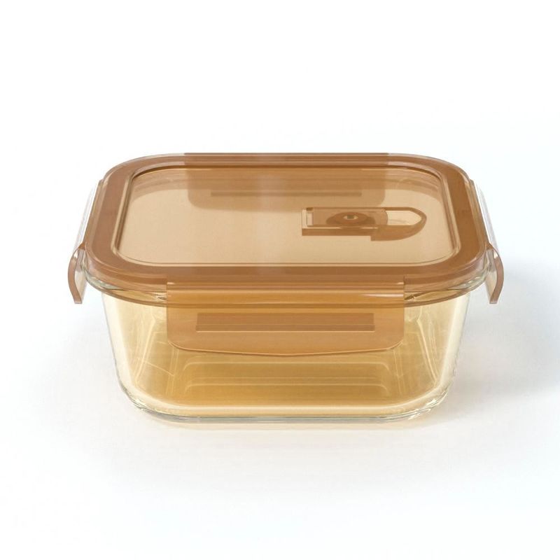IKOO Microwave Safe Amber Glass Food Storage Containers with Airtight Lids