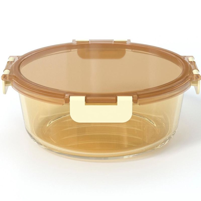 IKOO Microwave Safe Amber Glass Food Storage Containers with Airtight Lids