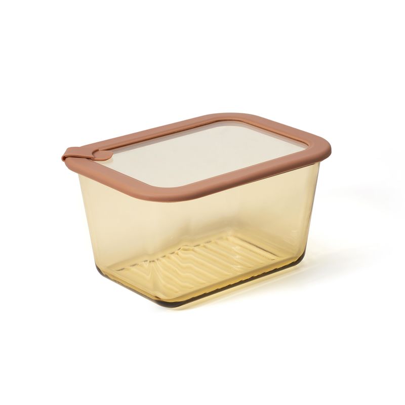 IKOO Plastic Free  Amber Glass Food Storage Container with Vented Glass Lid