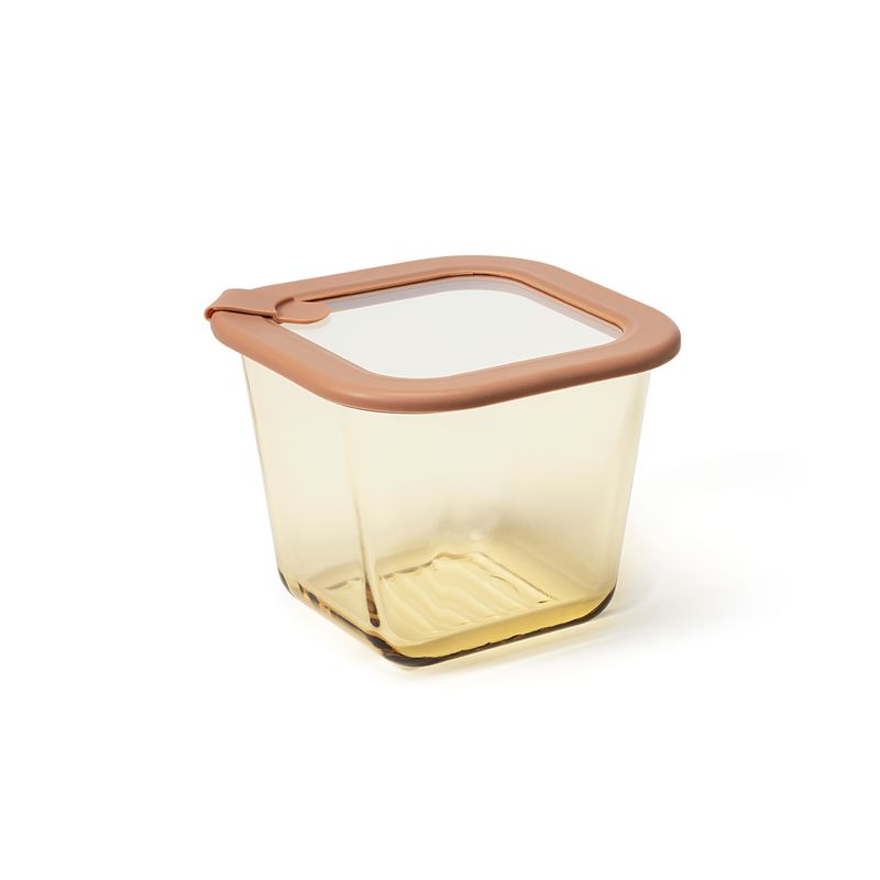 IKOO Plastic Free  Amber Glass Food Storage Container with Vented Glass Lid