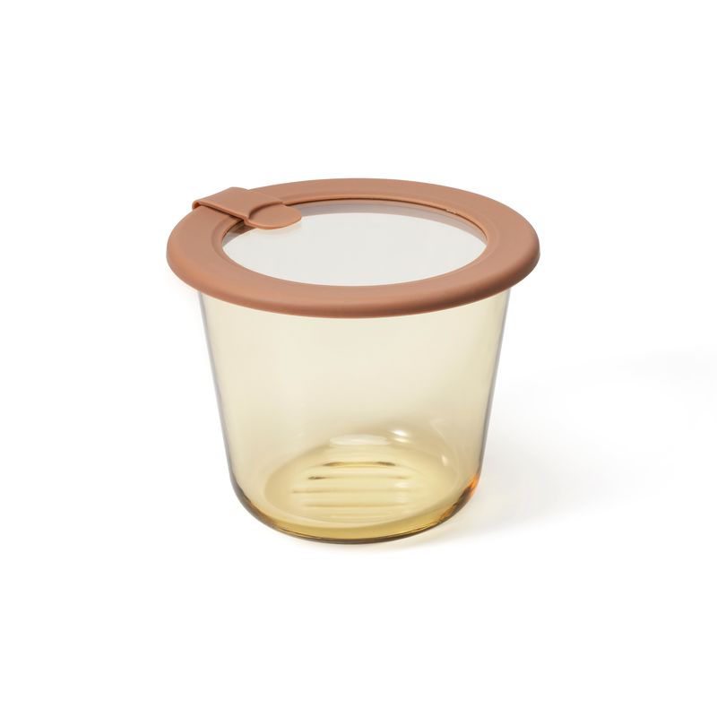IKOO Plastic Free  Amber Glass Food Storage Container with Vented Glass Lid