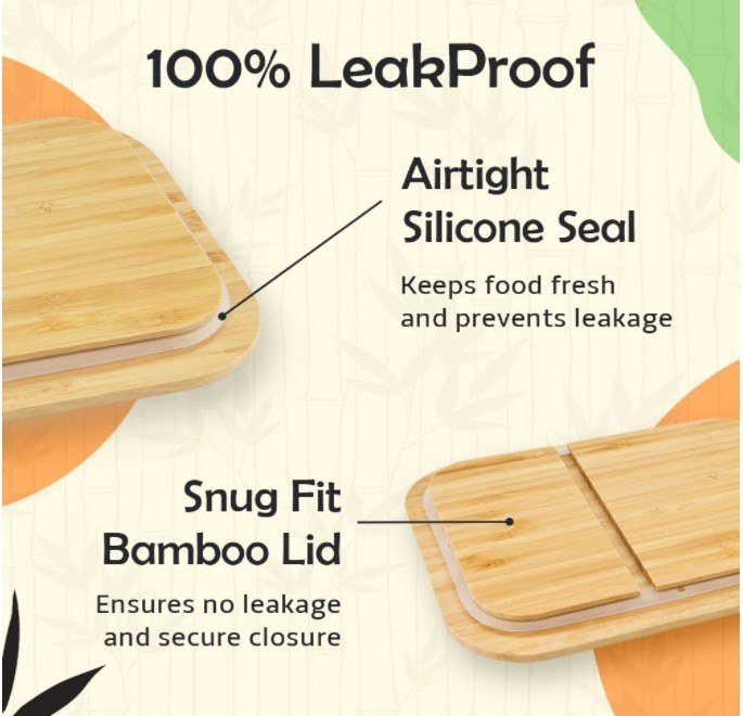IKOO Bamboo Lid Divided Glass Container Manufacturers
