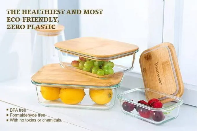 IKOO Bamboo Lid Glass Food Container – Microwave & Oven Safe 0