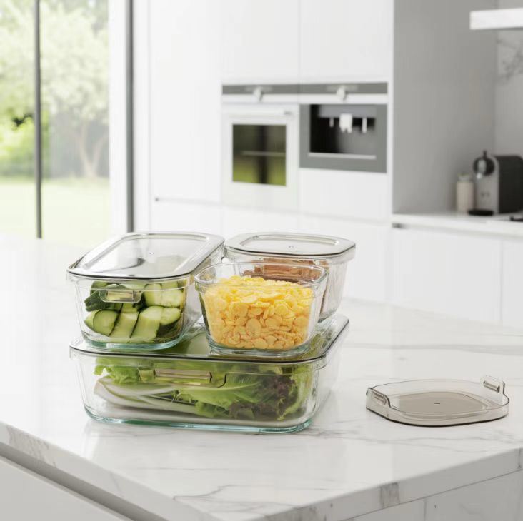 IKOO Various Sizes Stackable & Space Saving Glass Containers with PC Lid