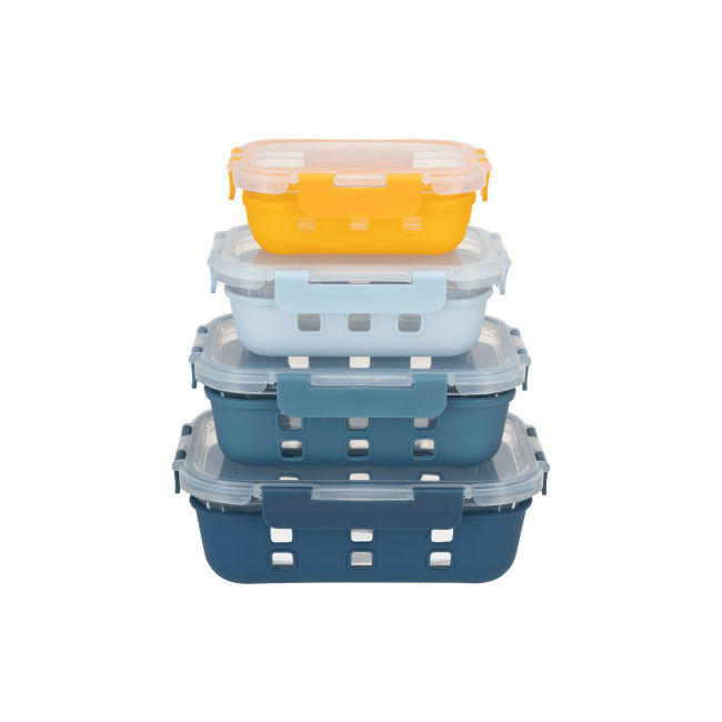 IKOO BPA Free Leak Proof Glass Food Container with Snap Locking Lid