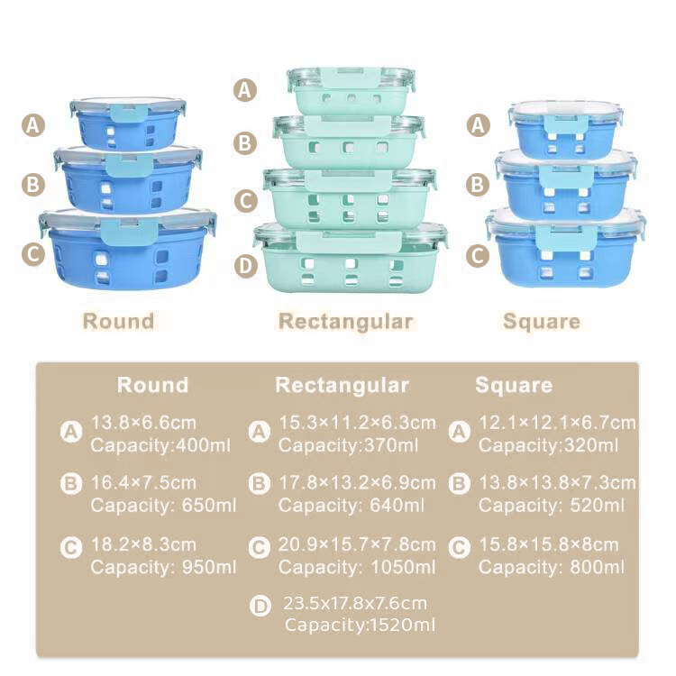 IKOO BPA Free Leak Proof Glass Food Container with Snap Locking Lid