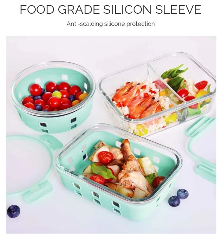 IKOO BPA Free Leak Proof Glass Food Container with Snap Locking Lid