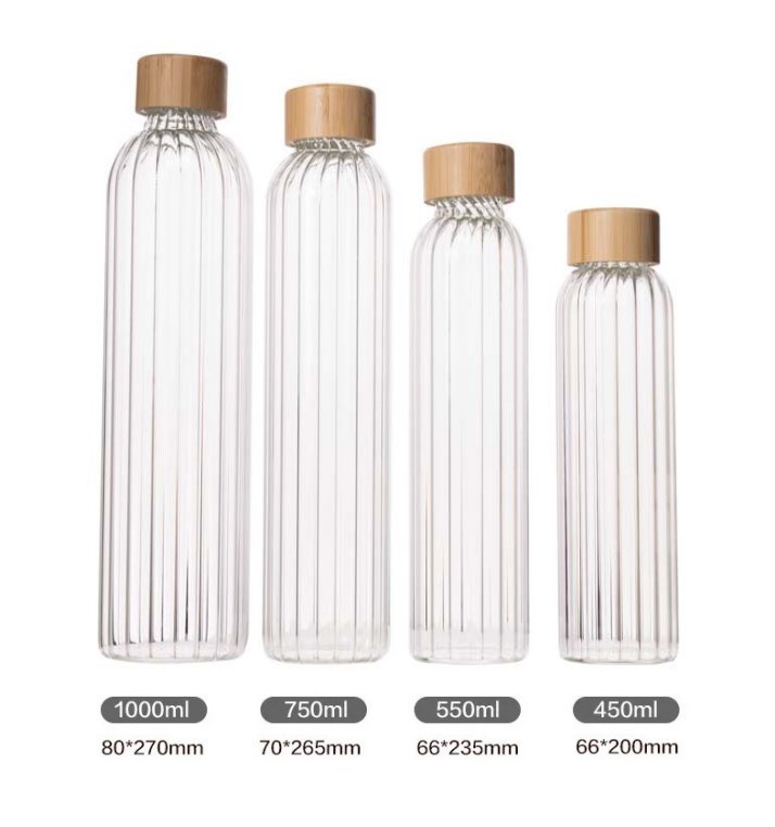 IKOO BPA-Free Reusable Glass Water Bottle with Leak-proof Airtight Lid and Dishwasher Safe