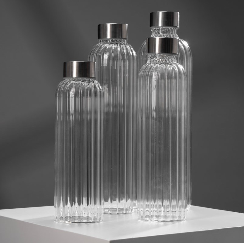 IKOO BPA-Free Reusable Glass Water Bottle with Leak-proof Airtight Lid and Dishwasher Safe