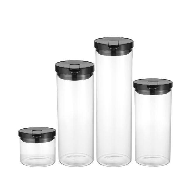 IKOO Custom Logo Clear Glass Canister and Pantry Storage Container with Lid