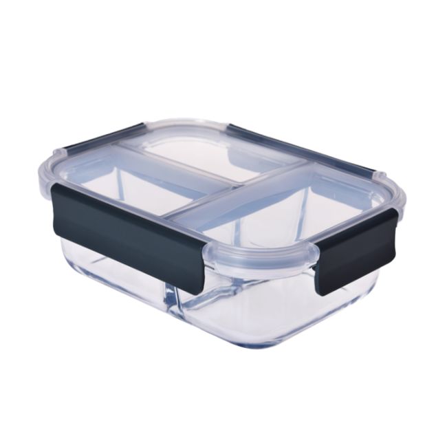 IKOO Divided Glass Food Container with Cool Lock PP Lid