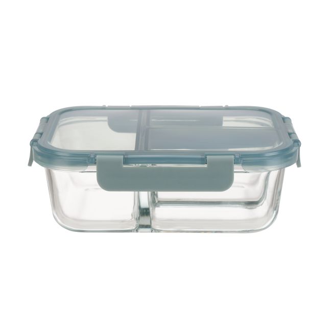 IKOO Divided Glass Food Container with Cool Lock PP Lid