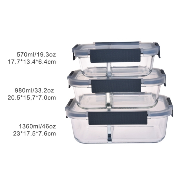 IKOO Divided Glass Food Container with Cool Lock PP Lid